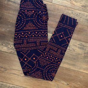 LuLaRoe OS blue with orange geometric pattern